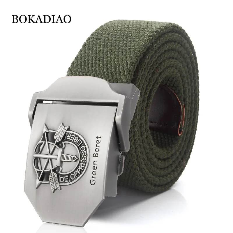 Canvas Belt with Green Beret Metal Buckle