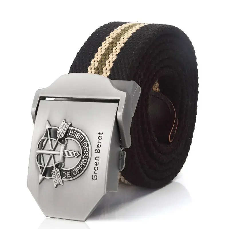 Canvas Belt with Green Beret Metal Buckle