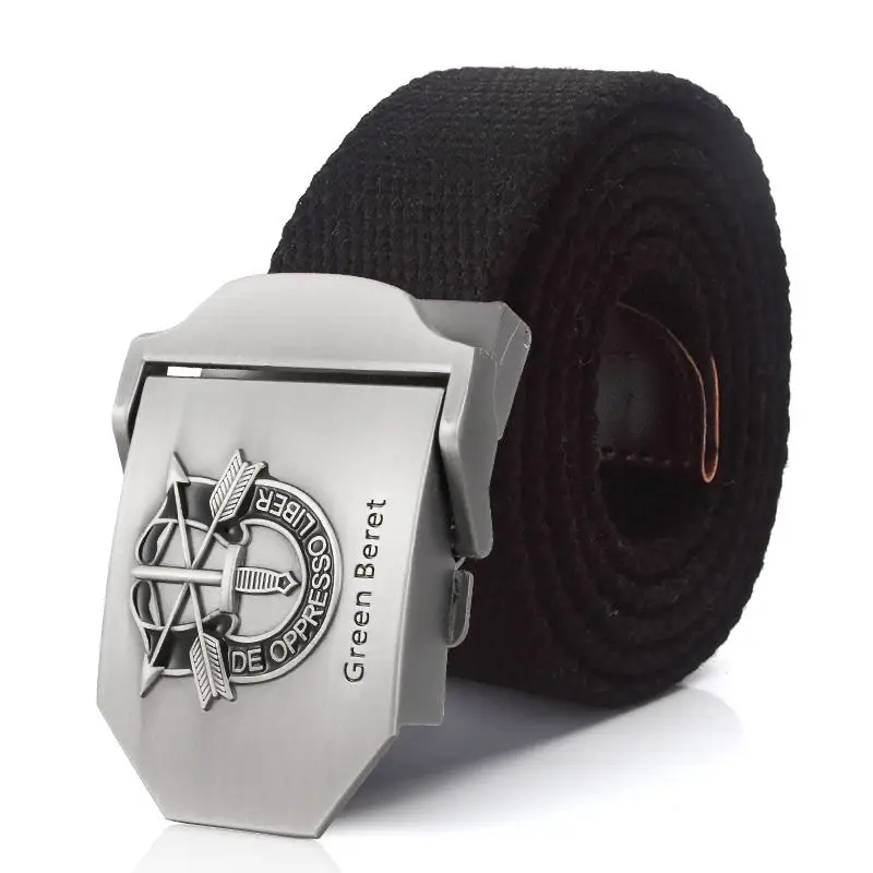 Canvas Belt with Green Beret Metal Buckle