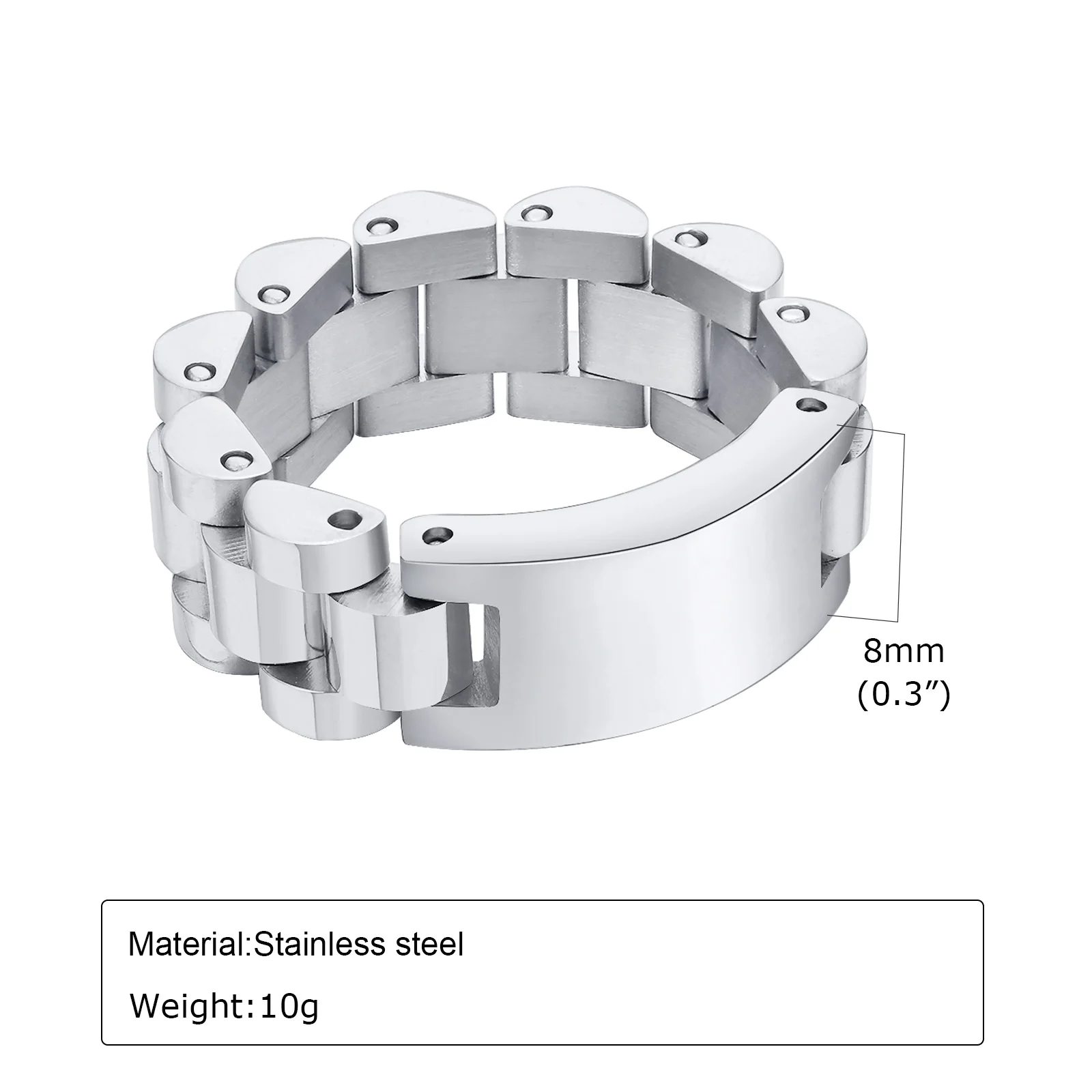Stainless Steel Watch Band Ring for Men