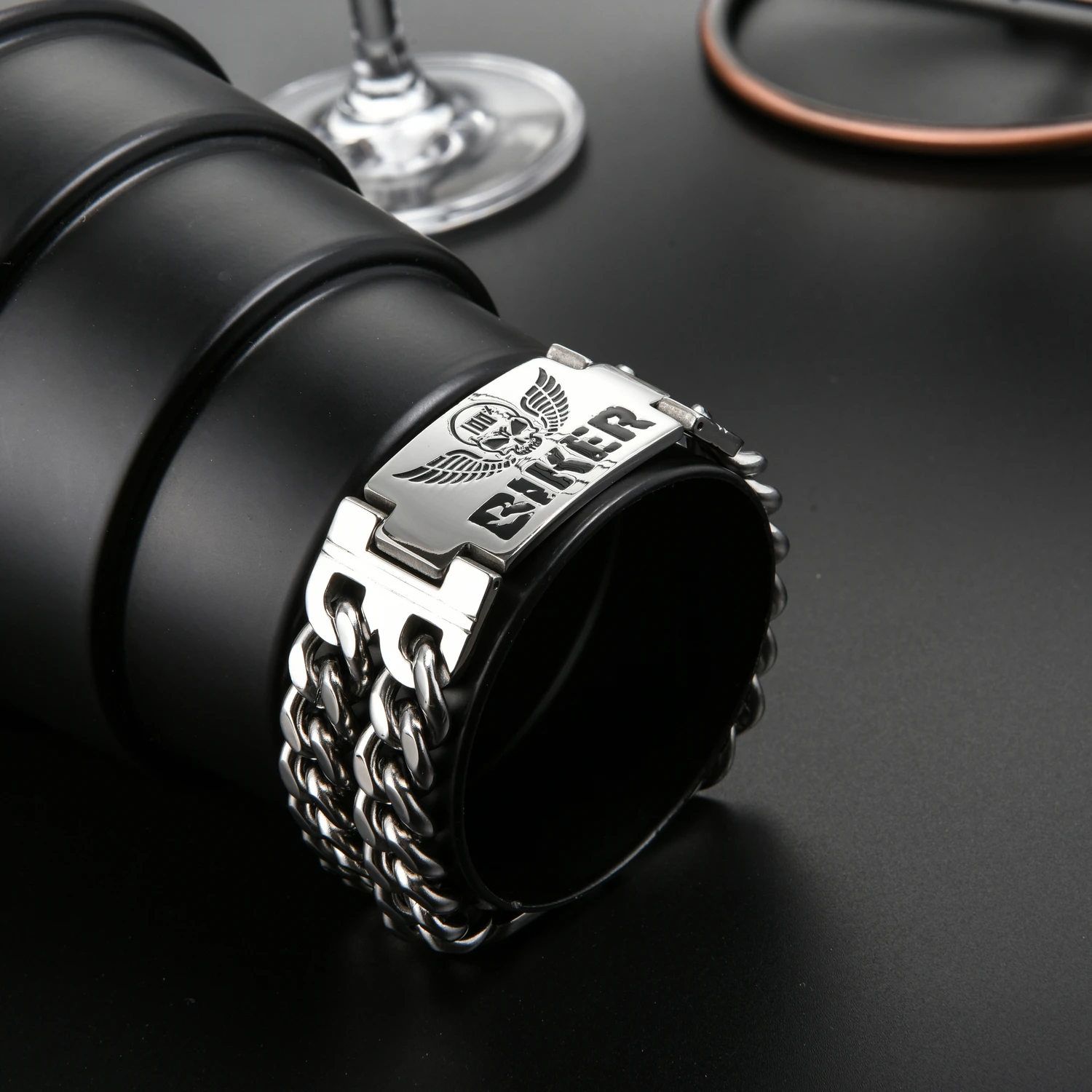 100% Biker Skull Chain Bracelet