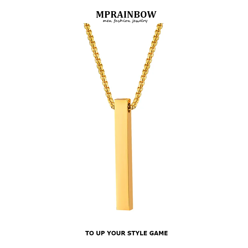 Stainless Steel Vertical Bar Pendant Necklace