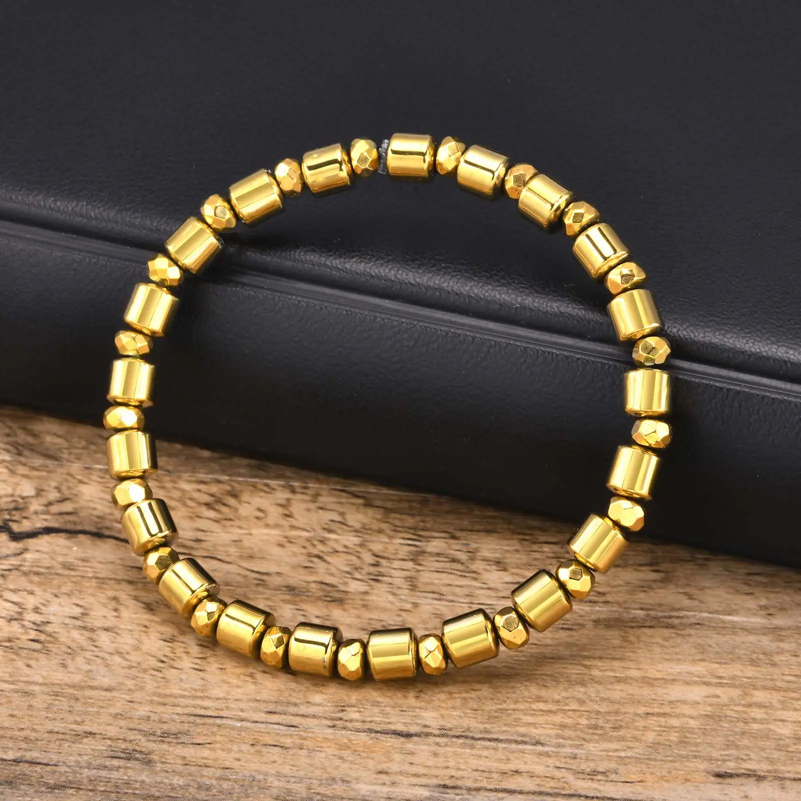 Gold Hematite Beads Bracelet for Men