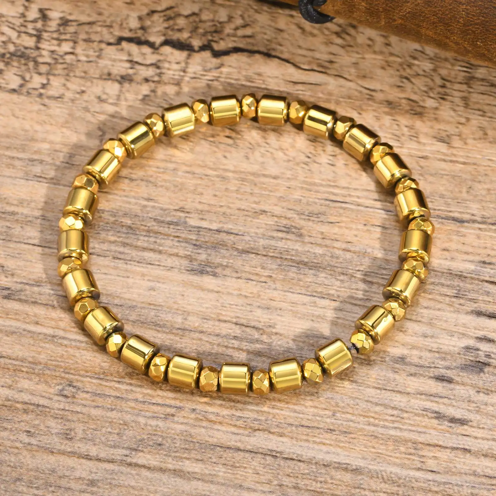 Gold Hematite Beads Bracelet for Men
