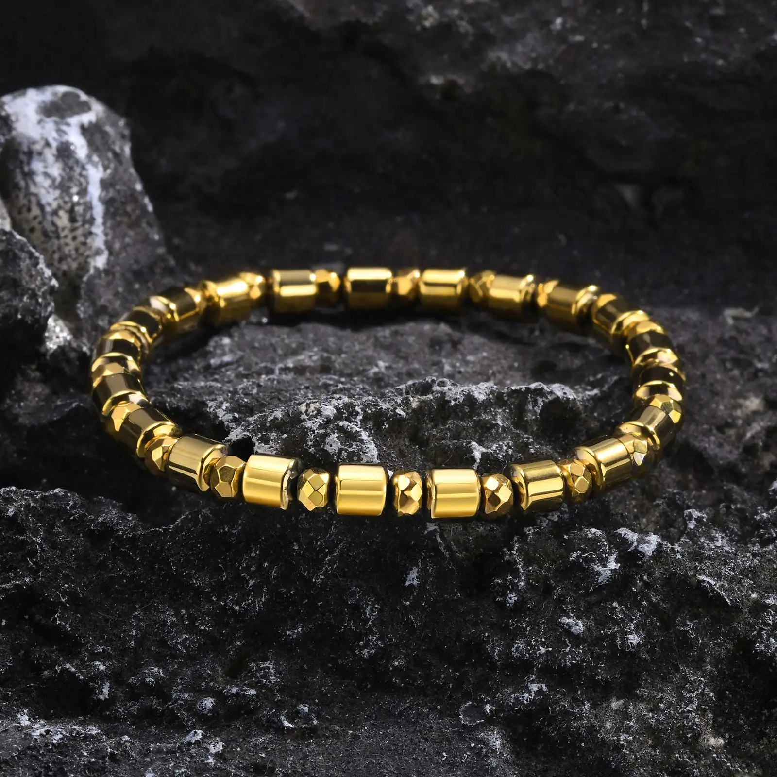 Gold Hematite Beads Bracelet for Men