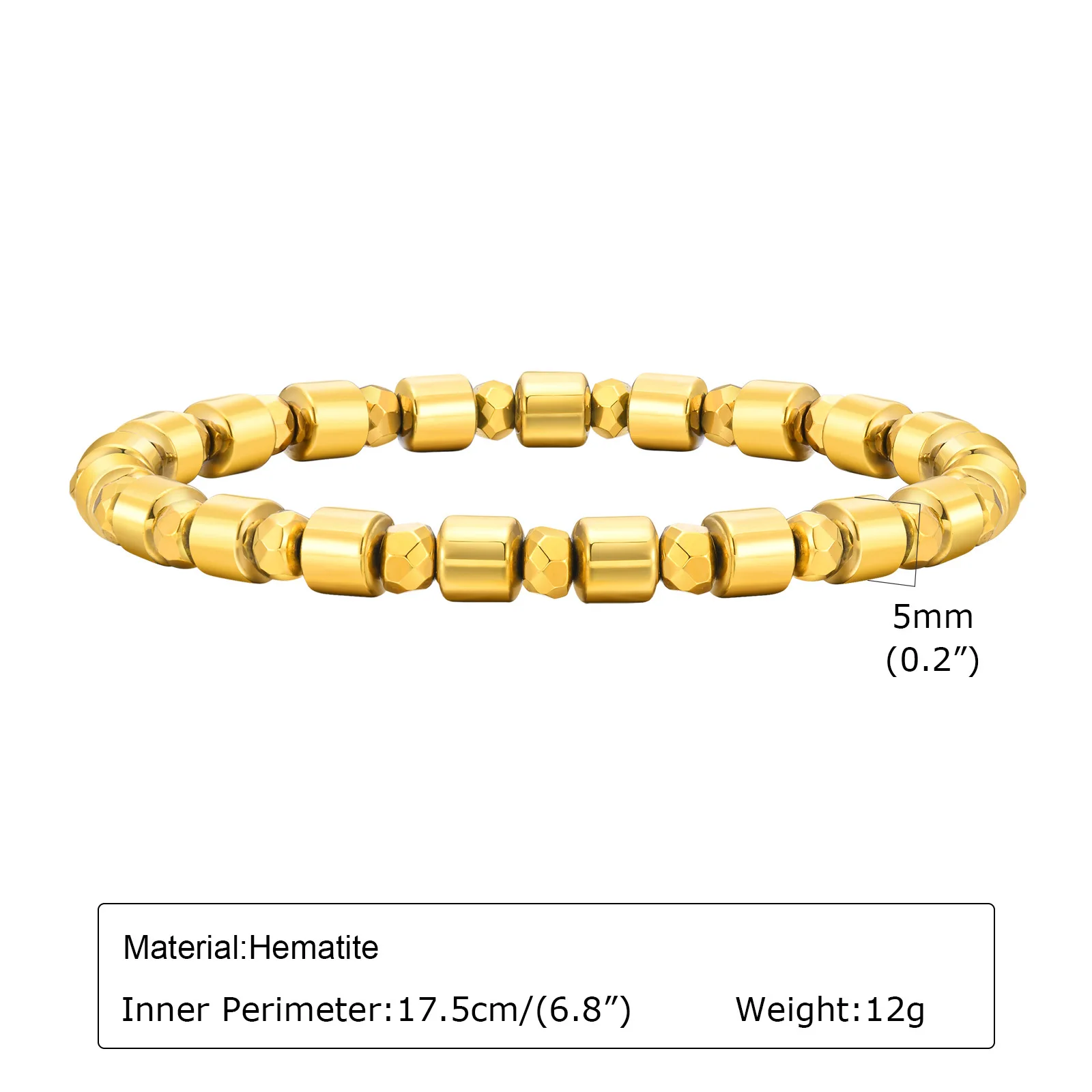 Gold Hematite Beads Bracelet for Men