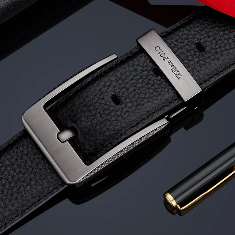 Genuine Leather Men's Pin Buckle Belt