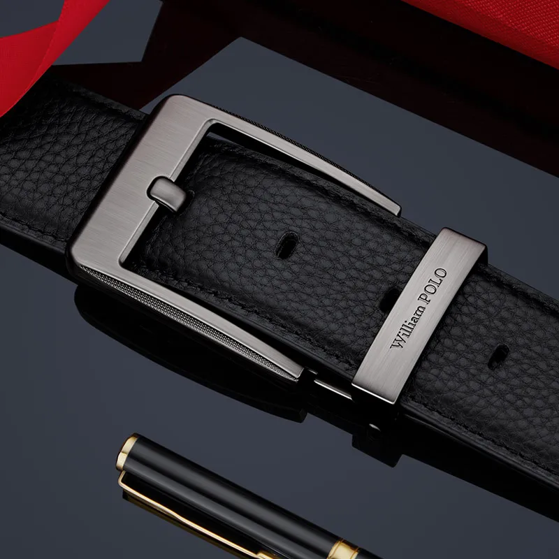 Genuine Leather Men's Pin Buckle Belt