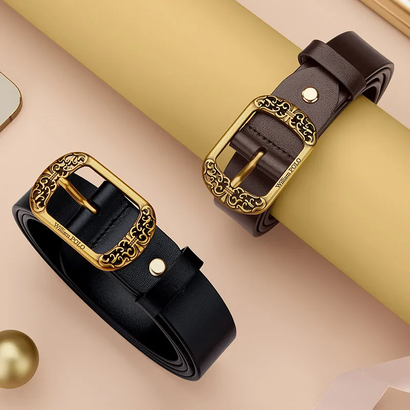 Women's Genuine Leather Pin Buckle Belt