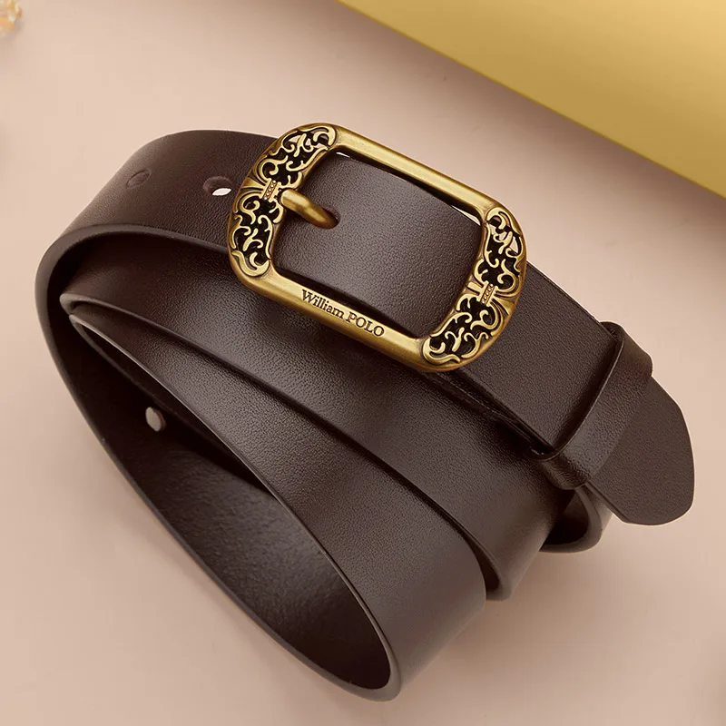 Women's Genuine Leather Pin Buckle Belt