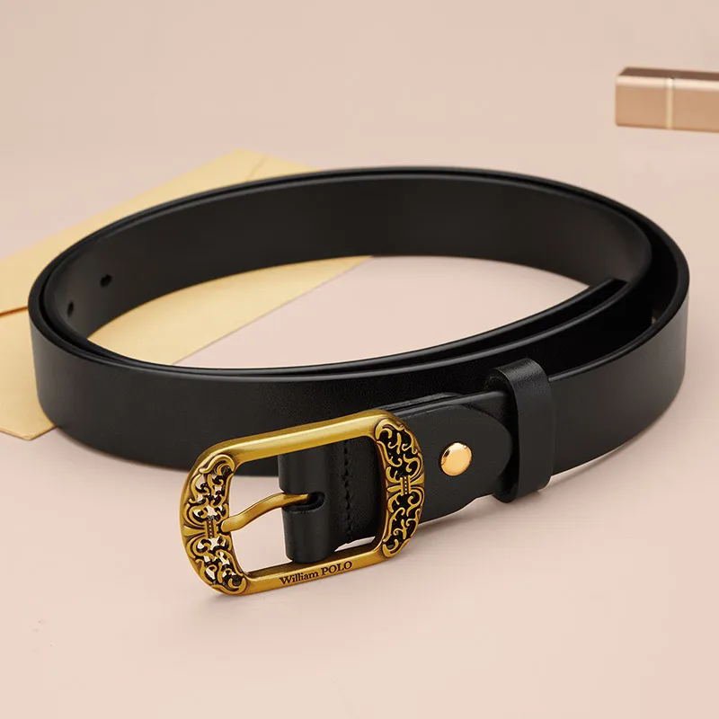 Women's Genuine Leather Pin Buckle Belt