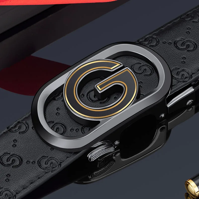 Leather Ratchet G Buckle Belt for Men