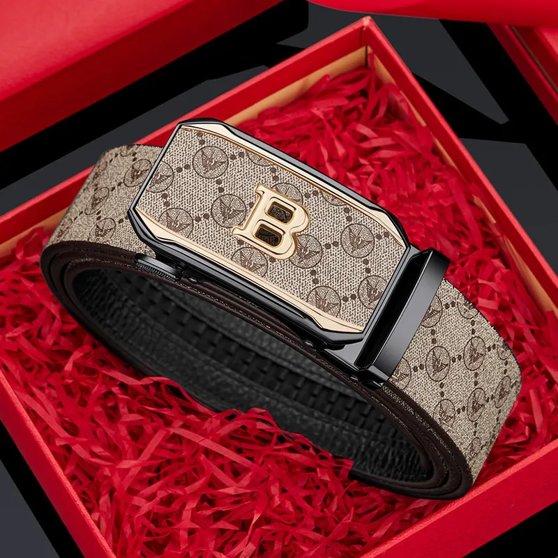Printed Men's Automatic Letter B Buckle Belt