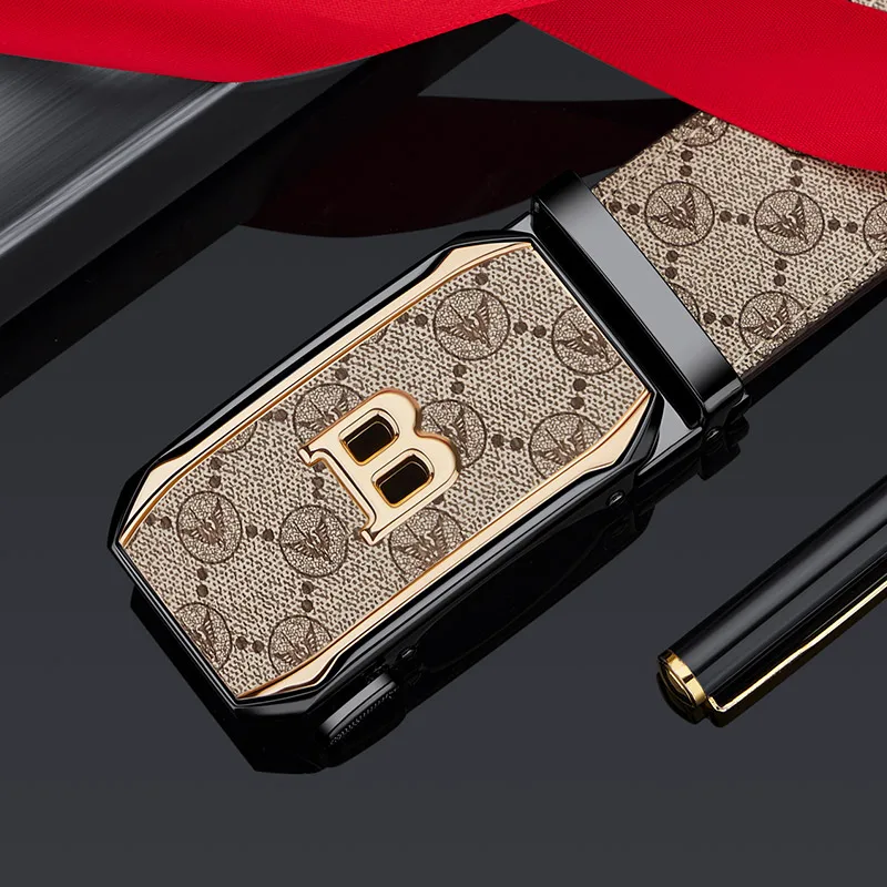Printed Men's Automatic Letter B Buckle Belt
