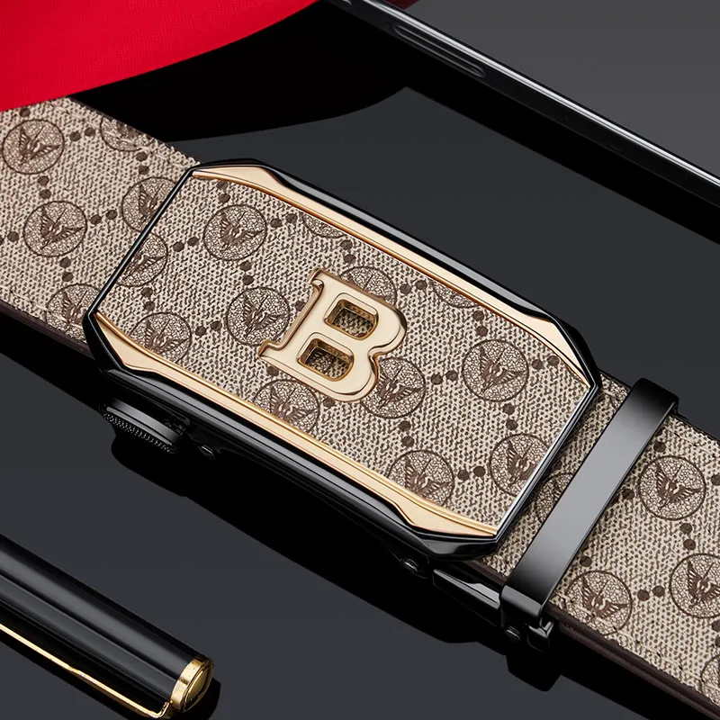 Printed Men's Automatic Letter B Buckle Belt