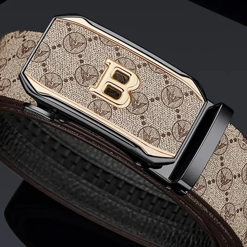 Printed Men's Automatic Letter B Buckle Belt