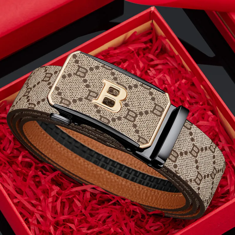Printed Men's Automatic Letter B Buckle Belt