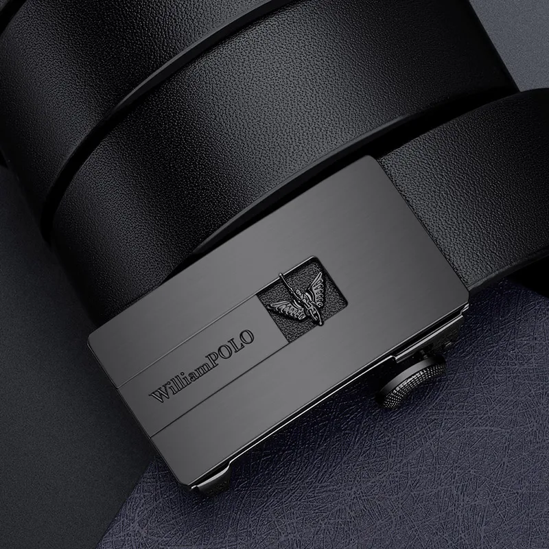 Leather Belt with Automatic Slide Buckle