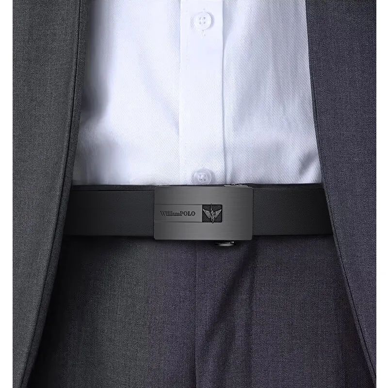 Leather Belt with Automatic Slide Buckle