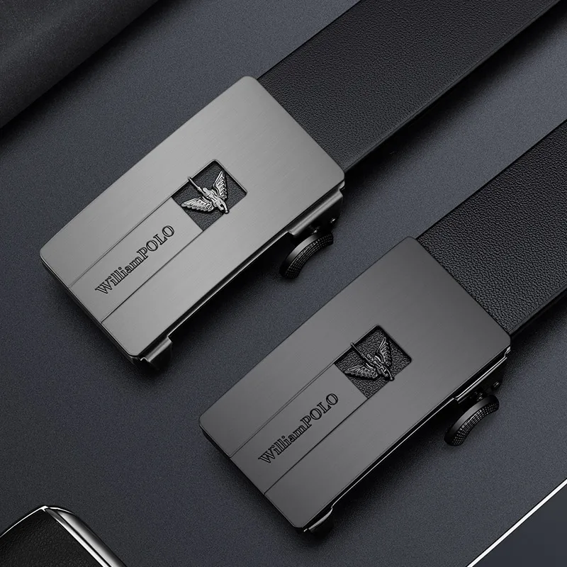Leather Belt with Automatic Slide Buckle