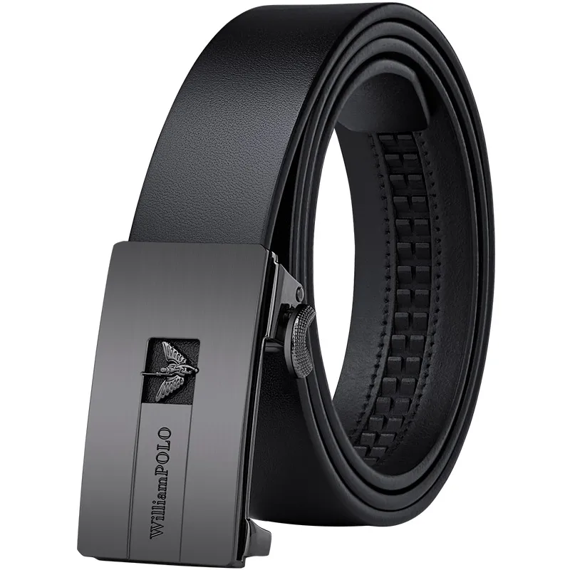 Leather Belt with Automatic Slide Buckle