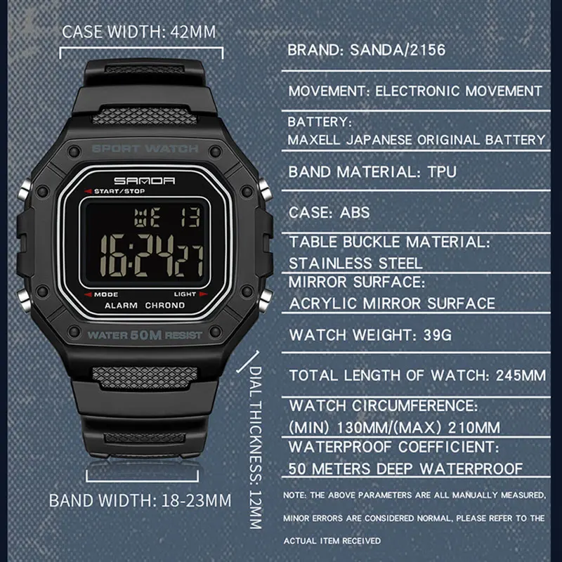 Sanda 2156 Military Water-Resistant Sport Watch