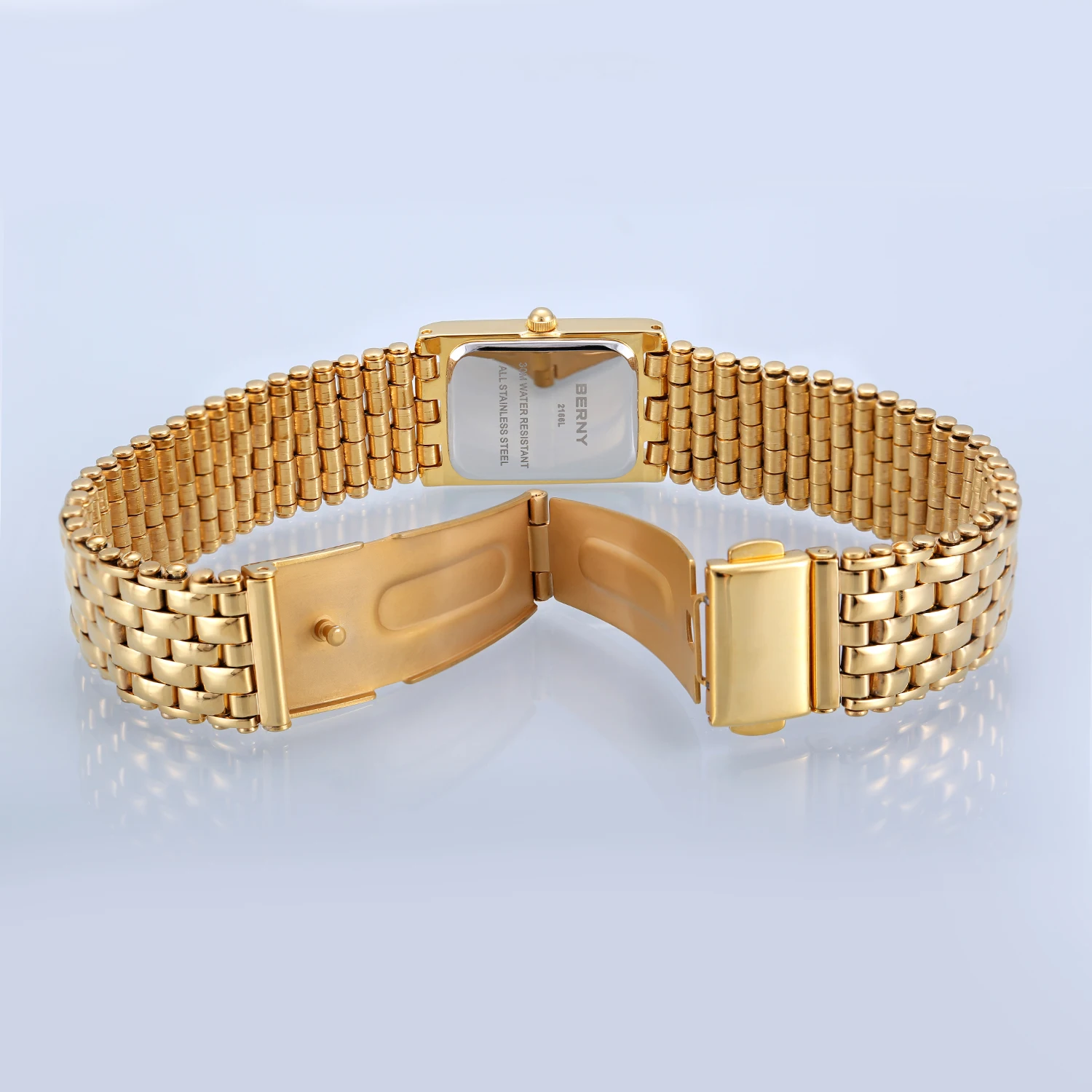 BERNY Women's Gold Square Quartz Watch