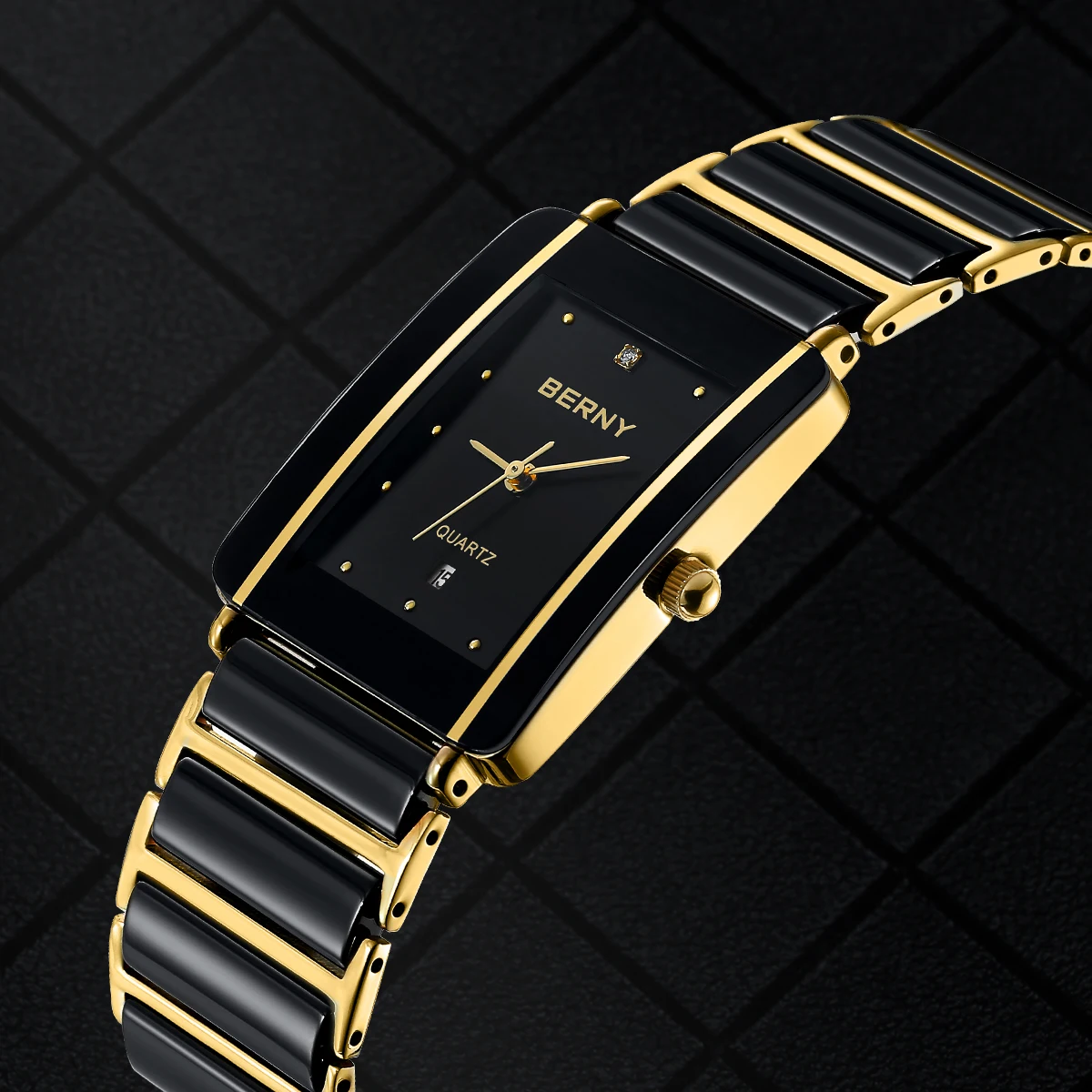 BERNY Black Ceramic Quartz Couple Watches