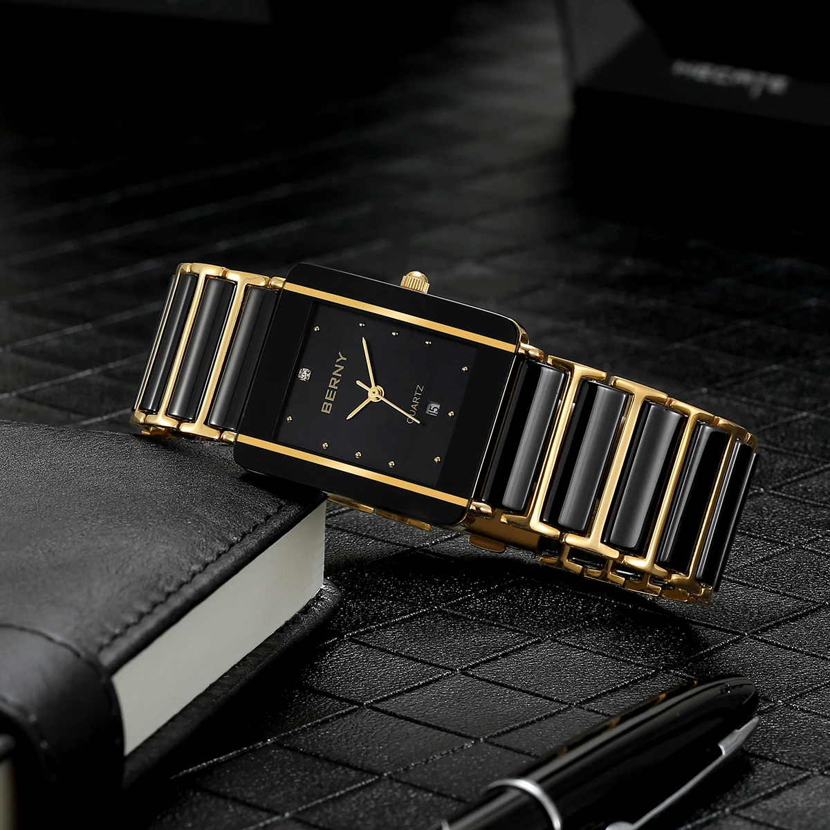 BERNY Black Ceramic Quartz Couple Watches