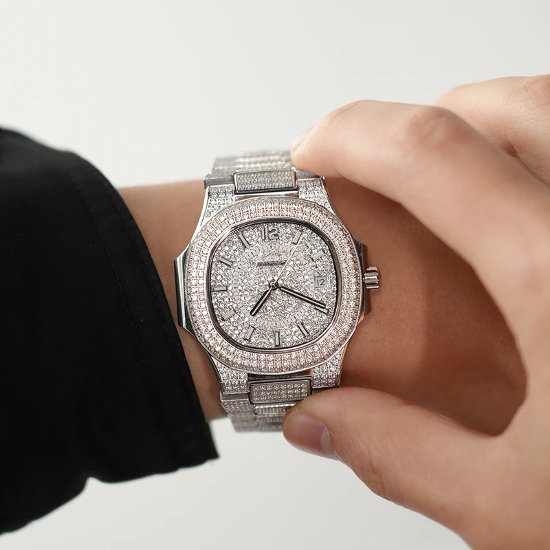 HANBORO Bling Iced-Out Men's Crystal Watch