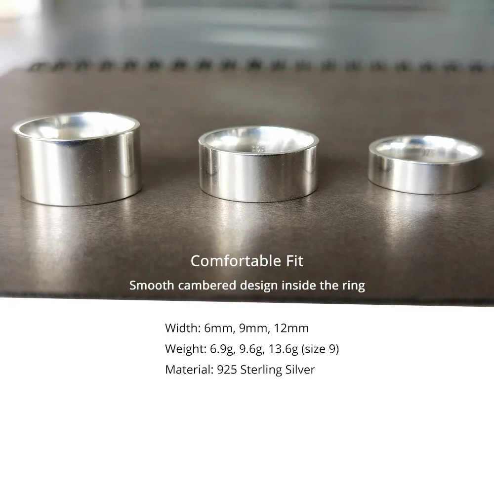 Silver Bands for Men Women Couple Rings