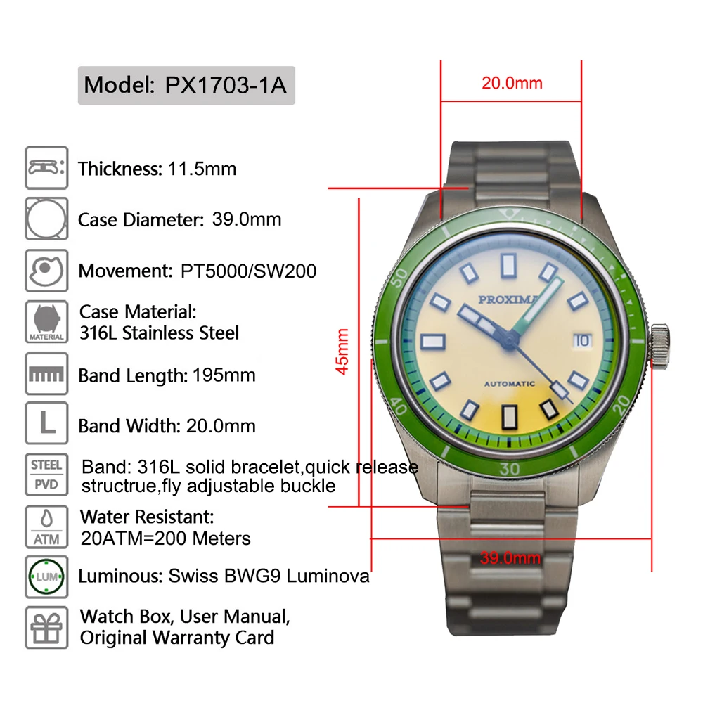 2024 Proxima PX1703-1A Mechanical Watch