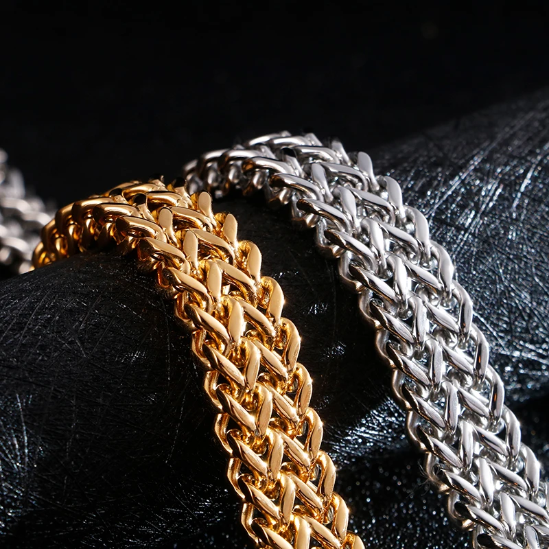 30mm Mesh Link Chain Bracelet for Men Stainless Steel Gold Silver Charm Bangle