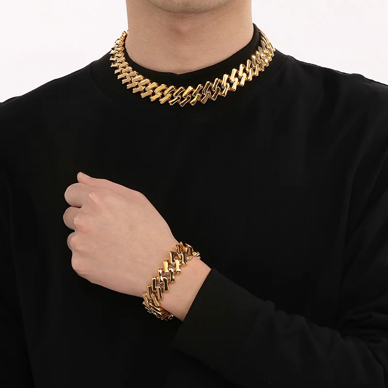 20/32mm Curb Necklace 316L Stainless Steel Heavy Square Cuban Chain Choker