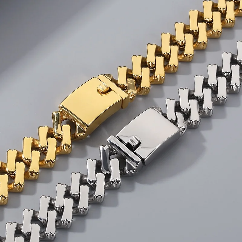 20/32mm Curb Necklace 316L Stainless Steel Heavy Square Cuban Chain Choker