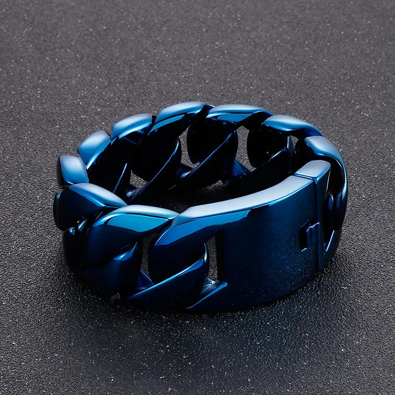 Colorful Curb Bracelet for Men 316L Stainless Steel Heavy Cuban Chain