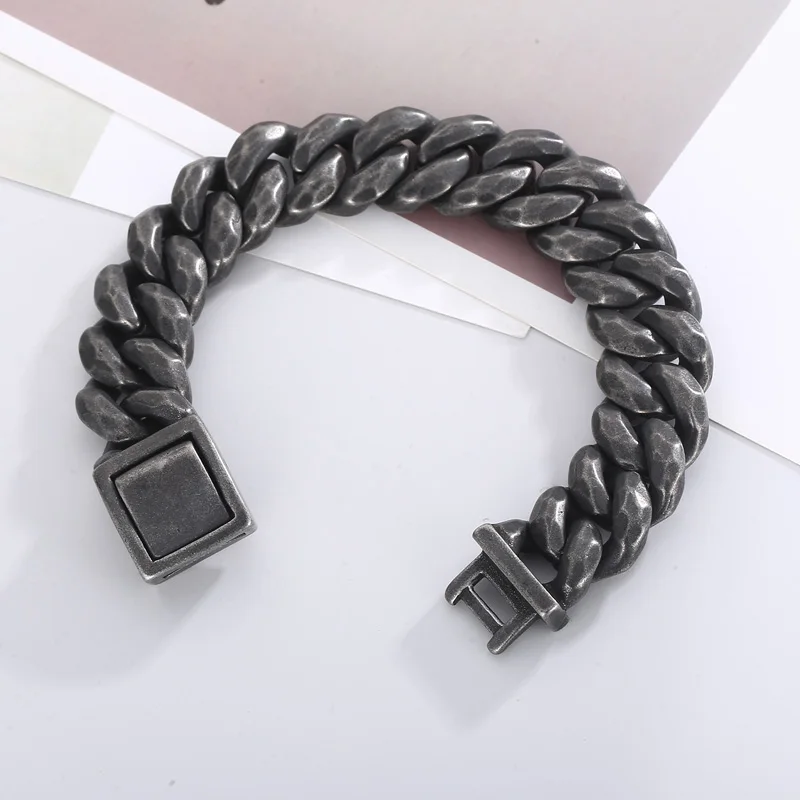 Retro Stainless Steel Cuban Chain Link Curb Bracelet for Men