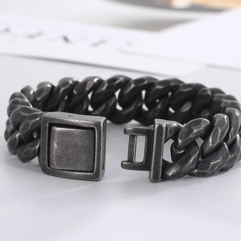 Retro Stainless Steel Cuban Chain Link Curb Bracelet for Men