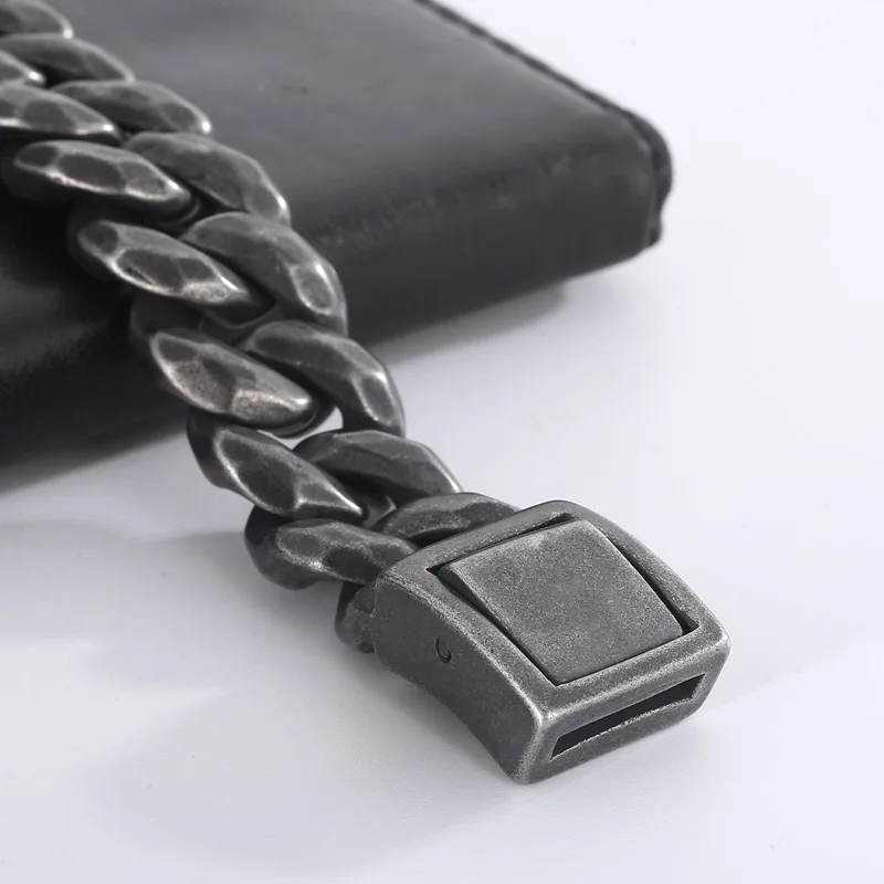 Retro Stainless Steel Cuban Chain Link Curb Bracelet for Men