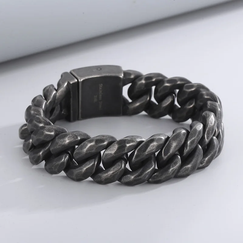 Retro Stainless Steel Cuban Chain Link Curb Bracelet for Men