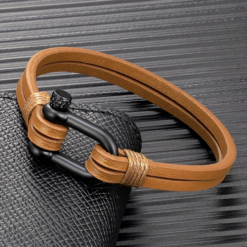 U-Shape Shackle Bracelet Handmade Double Layer