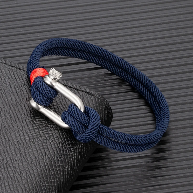 Nautical Rope Bracelet - Minimalist Double Strand Stainless Steel Anchor Clasp