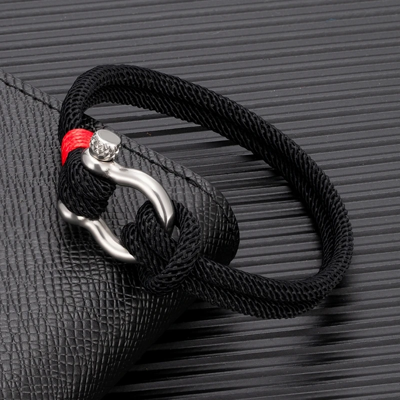 Nautical Rope Bracelet - Minimalist Double Strand Stainless Steel Anchor Clasp