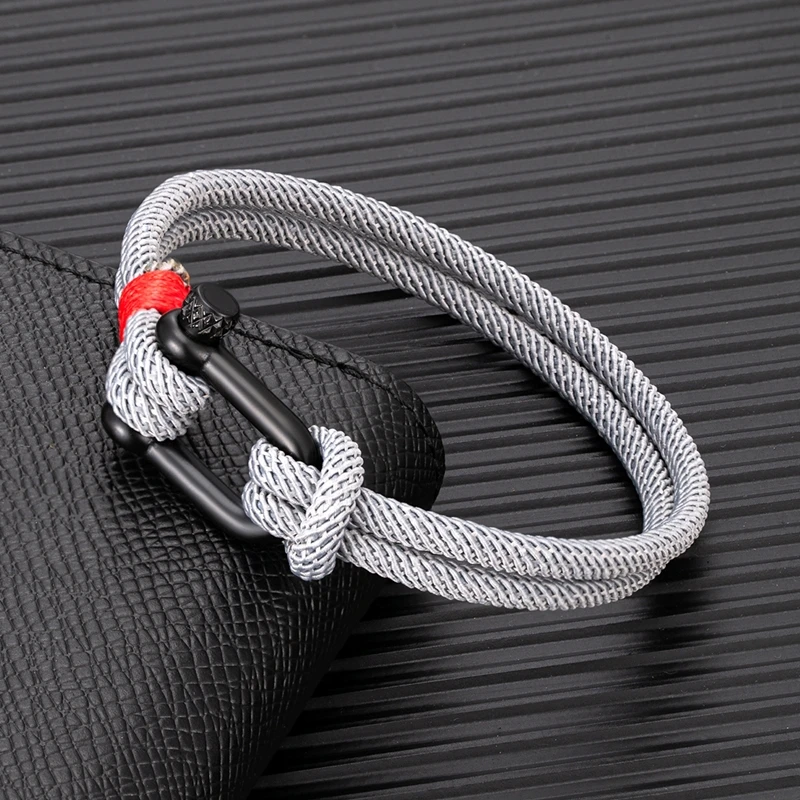 Nautical Rope Bracelet - Minimalist Double Strand Stainless Steel Anchor Clasp