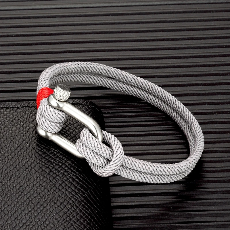 Nautical Rope Bracelet - Minimalist Double Strand Stainless Steel Anchor Clasp