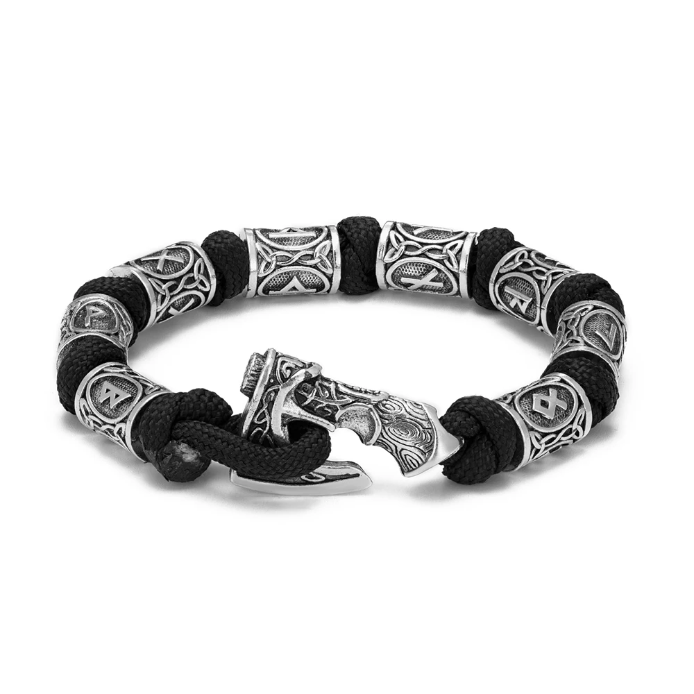 Norse Vikings Axes Wrap Bracelet Hammer Paracord Survival Rope