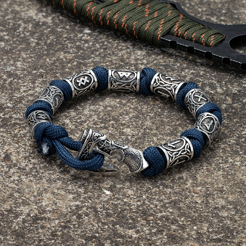 Norse Vikings Axes Wrap Bracelet Hammer Paracord Survival Rope