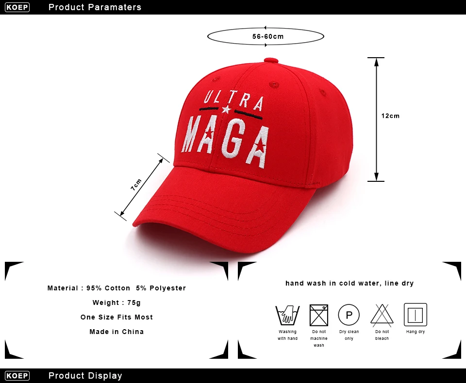 Donald Trump 2024 Red Baseball Cap Ultra MAGA Stars Snapback Hat