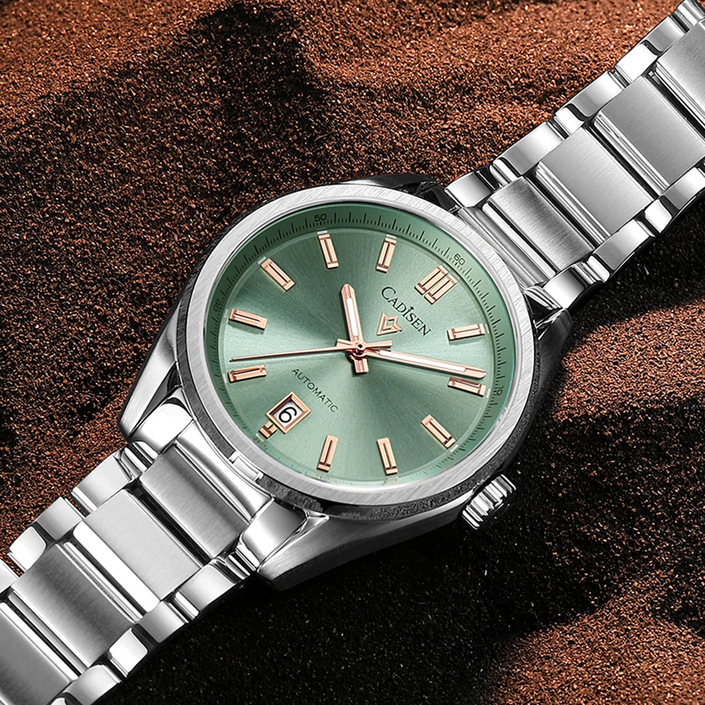 CADISEN C8227M Luminous Men’s Automatic Mechanical Watch NH35 Sapphire Stainless Steel 10Bar Blue Watch