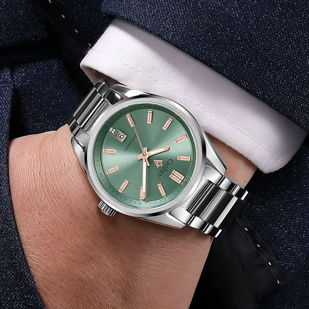 CADISEN C8227M Luminous Men’s Automatic Mechanical Watch NH35 Sapphire Stainless Steel 10Bar Blue Watch